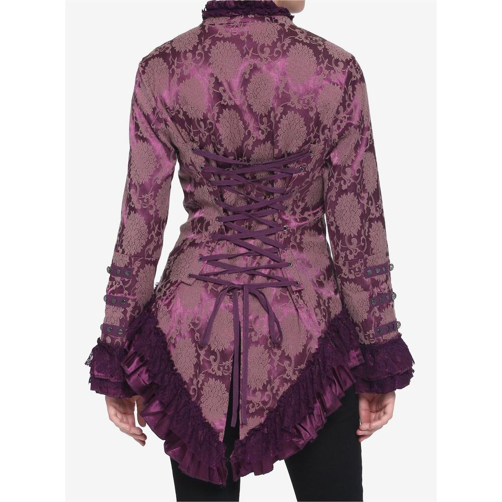 Hearts and Roses Purple Victorian Gothic Tailcoat Jacket NWT Sz 6 MSRP $110